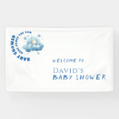 水色ブルーのミニマリスト赤ちゃんシャワー男の子へようこそ 横断幕 (横)