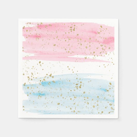 水色ブルーまたはピンクの性別の表示パーティー スタンダードカクテルナプキン (正面)
