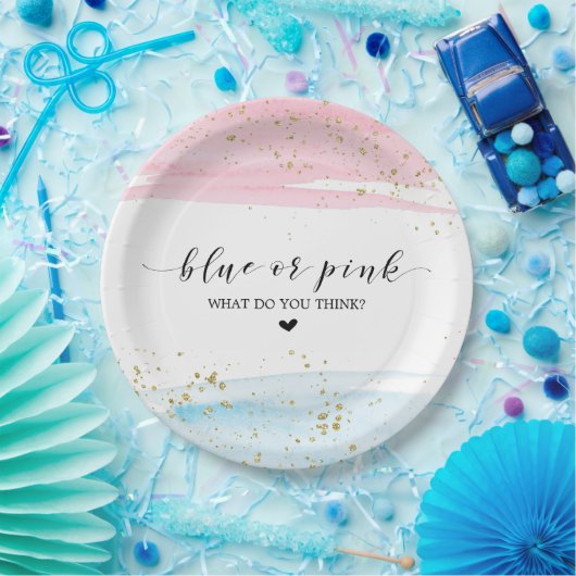 水色ブルーまたはピンクの性別の表示パーティー ペーパープレート (パーティー)