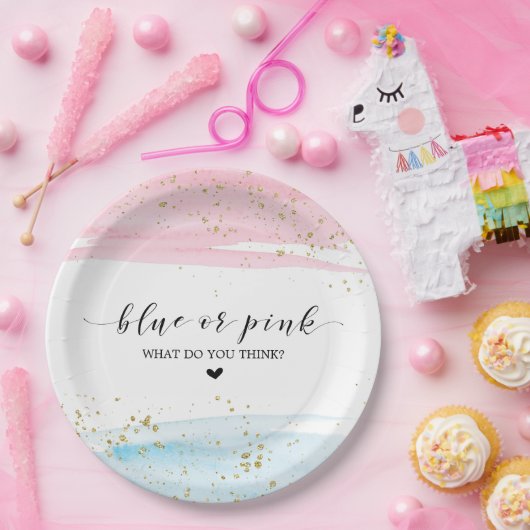 水色ブルーまたはピンクの性別の表示パーティー ペーパープレート (パーティー)