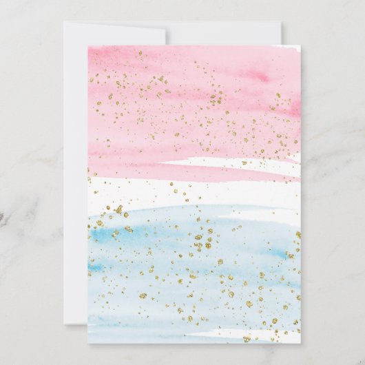 水色ブルーまたはピンクの性別の表示パーティー 招待状 (裏面)