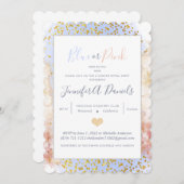 水色ブルーまたはピンクの性別の表示パーティー 招待状 (正面/裏面)