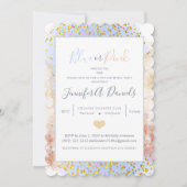 水色ブルーまたはピンクの性別の表示パーティー 招待状 (正面)