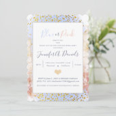 水色ブルーまたはピンクの性別の表示パーティー 招待状 (スタンド正面)