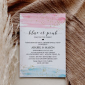 水色ブルーまたはピンクの性別の表示パーティー 招待状