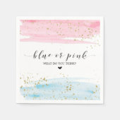 水色ブルーまたはピンクの性別の表示 スタンダードカクテルナプキン (正面)