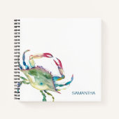 水色ブルーカニのジャーナリングパーソナライズされたツール ノートブック (正面)