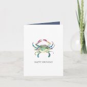 水色ブルーカニハッピーバースデーグリーティングカード シーズンカード (正面)