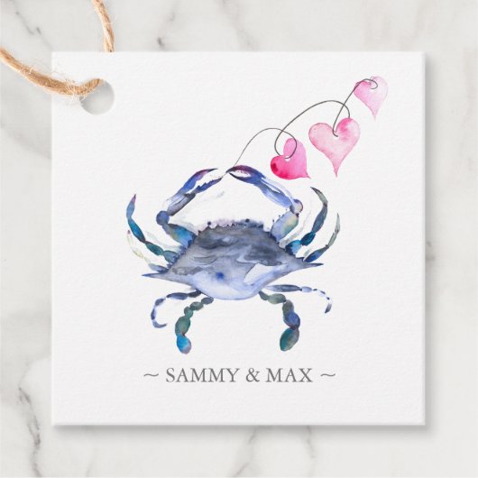 水色ブルーカニバレンタインデー フェイバータグ (正面)