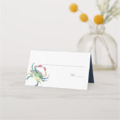 水色ブルーカニ沿岸結婚の プレイスカード (正面)