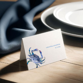 水色ブルーカニ沿岸結婚座席表 プレイスカード