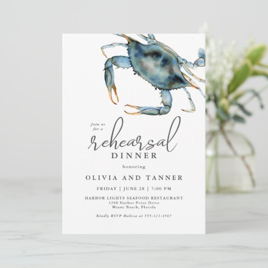 水色ブルーカニ魚介類リハーサルディナー 招待状 (スタンド正面)