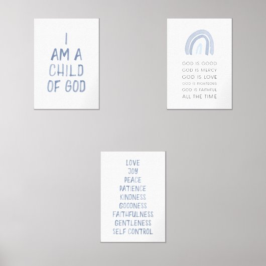 水色ブルーキッズバイブル聖句ウォールアートセット3 (正面)