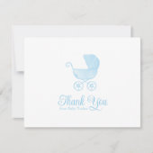 水色ブルーキャリッジボーイ赤ちゃんシャワーありがとう サンキューカード (正面)