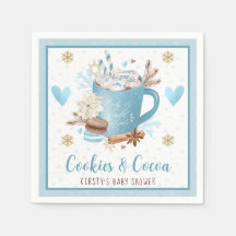水色ブルークッキーとココアベビーシャワー