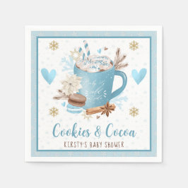 水色ブルークッキーとココアベビーシャワー スタンダードカクテルナプキン