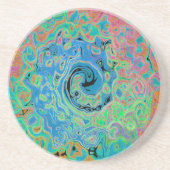 水色ブルーグルービー抽象芸術レトロ液スワール コースター (正面)