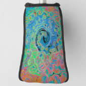 水色ブルーグルービー抽象芸術レトロ液スワール ゴルフヘッドカバー (回転90)