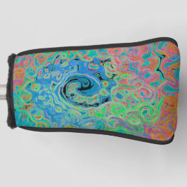 水色ブルーグルービー抽象芸術レトロ液スワール ゴルフヘッドカバー