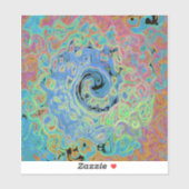 水色ブルーグルービー抽象芸術レトロ液スワール シール (シート)