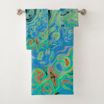 水色ブルーグルービー抽象芸術レトロ液スワール