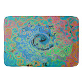 水色ブルーグルービー抽象芸術レトロ液スワール バスマット (正面)