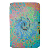 水色ブルーグルービー抽象芸術レトロ液スワール バスマット (正面縦)