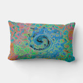 水色ブルーグルービー抽象芸術レトロ液スワール ランバークッション (裏面)