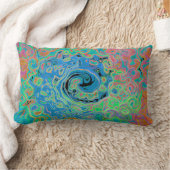 水色ブルーグルービー抽象芸術レトロ液スワール ランバークッション (ブランケット)