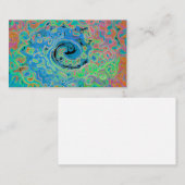 水色ブルーグルービー抽象芸術レトロ液スワール 名刺 (正面/裏面)