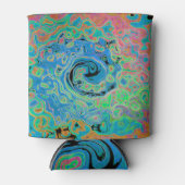 水色ブルーグルービー抽象芸術レトロ液スワール 缶クーラー (正面)