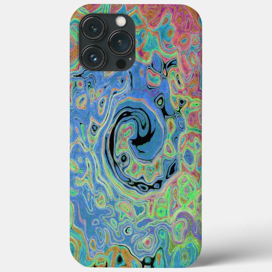水色ブルーグルービー抽象芸術レトロ液スワール Case-Mate iPhoneケース (裏面)