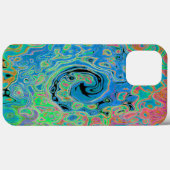 水色ブルーグルービー抽象芸術レトロ液スワール Case-Mate iPhoneケース (裏面 (横))