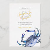 水色ブルーコースタルガニールカップルシャワー 箔招待状 (正面)