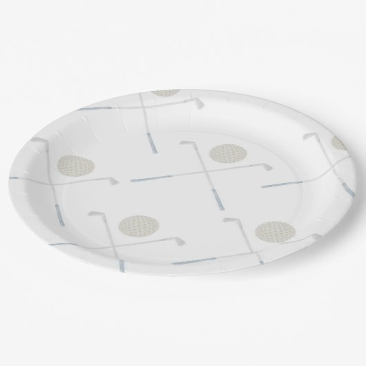 水色ブルーゴルフバースデーパーティー紙プレート ペーパープレート (アングル)