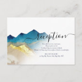 水色ブルーゴールデンマウンテンズウェディングレセプション エンクロージャーカード (正面)