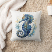 水色ブルーシーホースデザイン クッション (ブランケット)