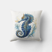 水色ブルーシーホースデザイン クッション (裏面)