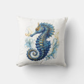 水色ブルーシーホースデザイン クッション (正面)