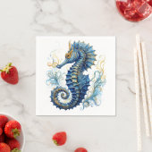 水色ブルーシーホースデザイン スタンダードカクテルナプキン (インサイチュ)