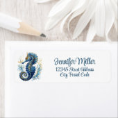 水色ブルーシーホースデザイン ラベル (インサイチュ)