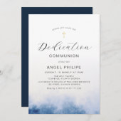 水色ブルースクリプトの献身 招待状 (正面/裏面)