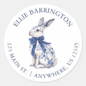 水色ブルーチノイスリーバニーラビットアドレス ラウンドシール (正面)