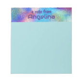 水色ブルーティール（緑がかった色）グリーンスプラッシュブルーレター ノートパッド (正面)