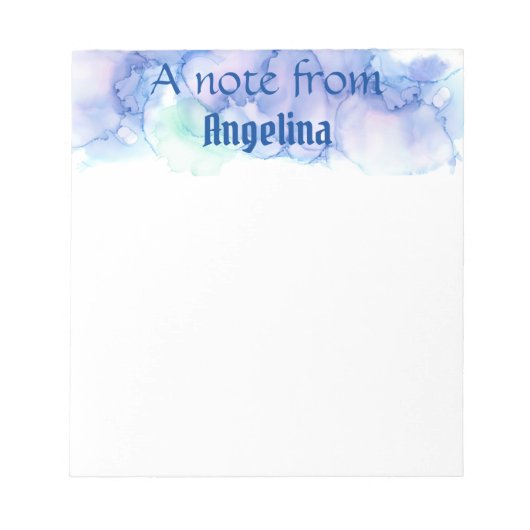 水色ブルーティール(緑がかった色)グリーンスプラッシュホワイトレター ノートパッド (正面)