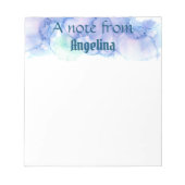 水色ブルーティール（緑がかった色）グリーンスプラッシュホワイトレター ノートパッド (正面)