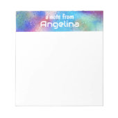 水色ブルーティール(緑がかった色)グリーンスプラッシュホワイトレター ノートパッド (正面)