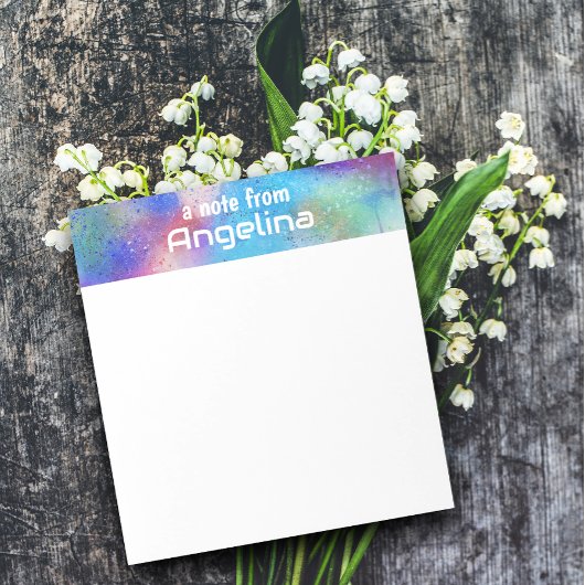 水色ブルーティール(緑がかった色)グリーンスプラッシュホワイトレター ノートパッド