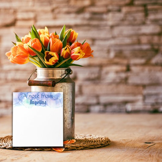 水色ブルーティール(緑がかった色)グリーンスプラッシュホワイトレター ノートパッド