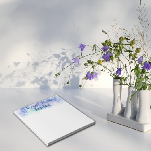 水色ブルーティール（緑がかった色）グリーンスプラッシュホワイトレター ノートパッド